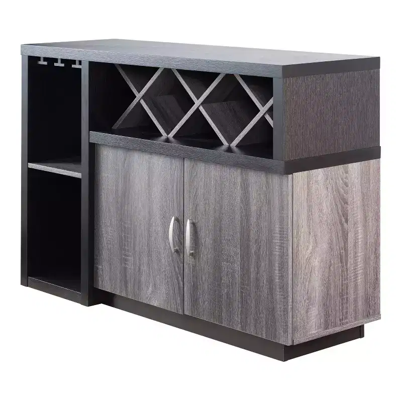 Alsco Buffet Server with Wine Rack Distressed Gray/ Light Oak - HOMES: Inside + Out