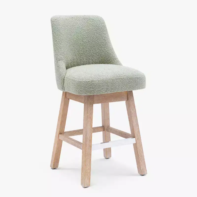 Upholstered Swivel Counter Stool with High Back and Arms – Seat 19.25