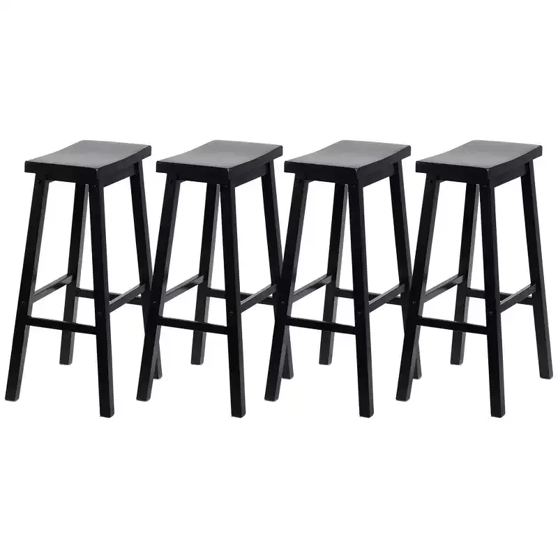 29-Inch Saddle Seat Backless Counter Stools Set of 4 - Black