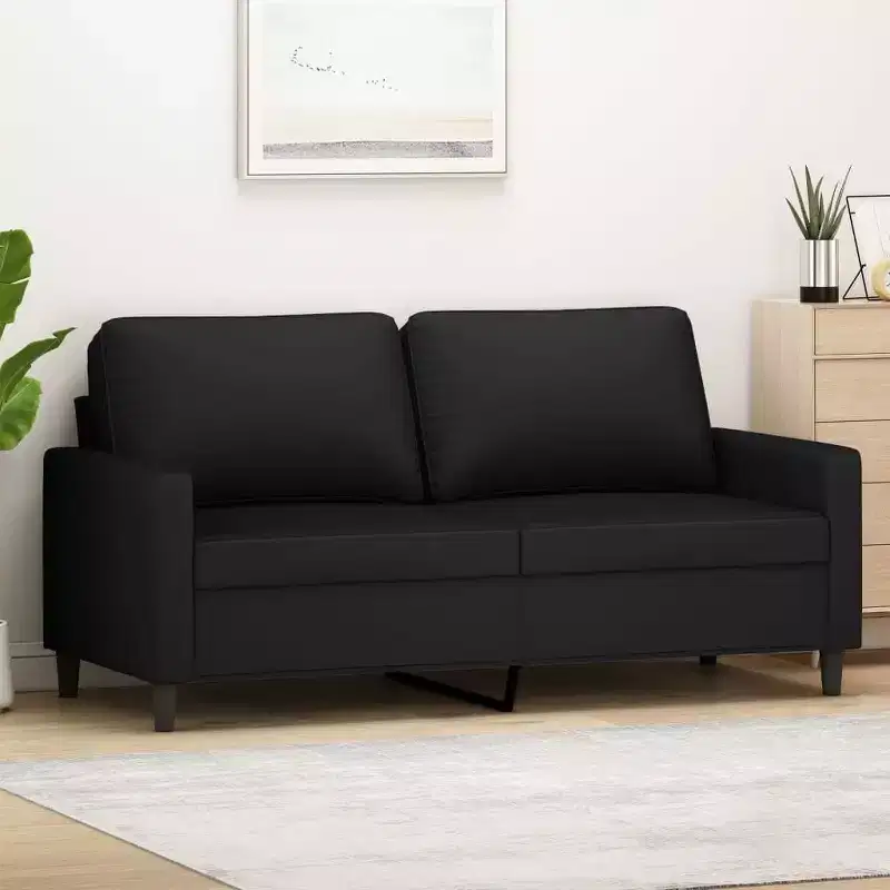 vidaXL 2-Seater Black Velvet Sofa with Sturdy Metal Frame, Comfortable Padded Seating, Ideal for Living Room or Lounge Area