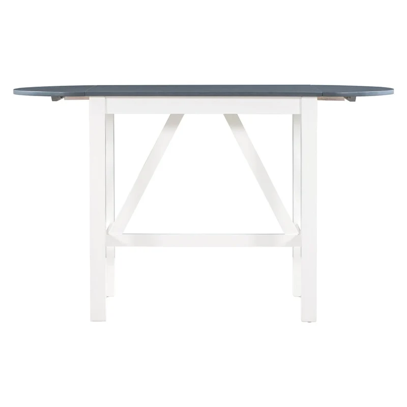 White 3-Piece Wooden Counter Height Dining Table Set with Drop Leaf Table & 2 Chairs