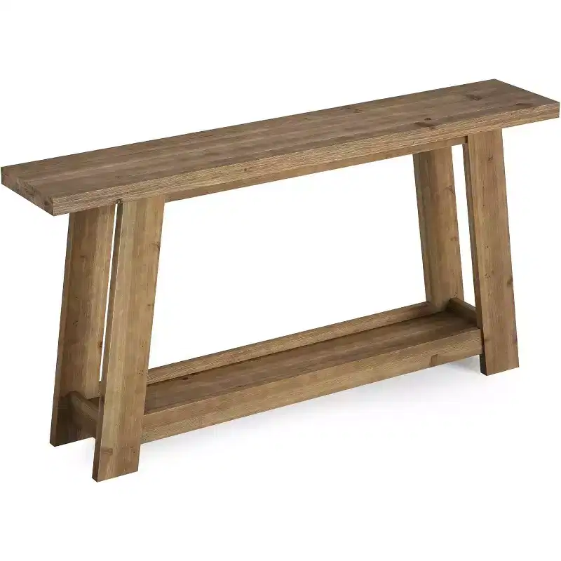 63 Solid Wood Console Tables, 2-Tier Farmhouse Entryway Table, Narrow Sofa Table Behind Couch for Living Room, Hallway, Foyer