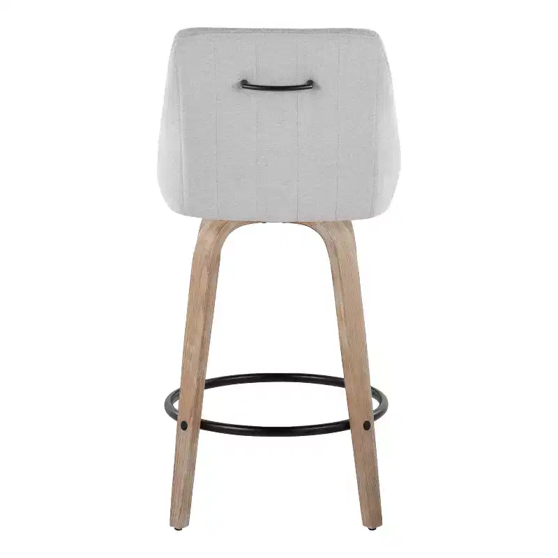 LumiSource Set of 2 Hannah Counter Height Barstools Whitewashed Wood