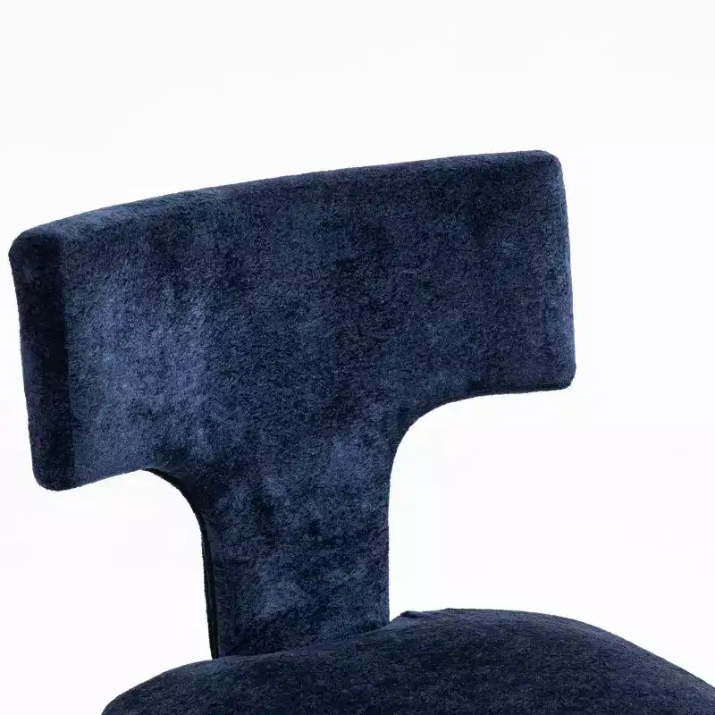 Set of 2 Chenille Upholstered Dining Chairs with Hardwood Frame & Brass Nailhead Trim, 300 lbs
