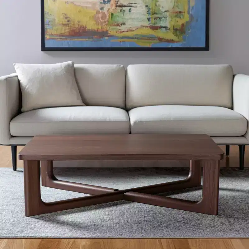 HomeRoots 50 Walnut Solid Wood Cross Legs Coffee Table