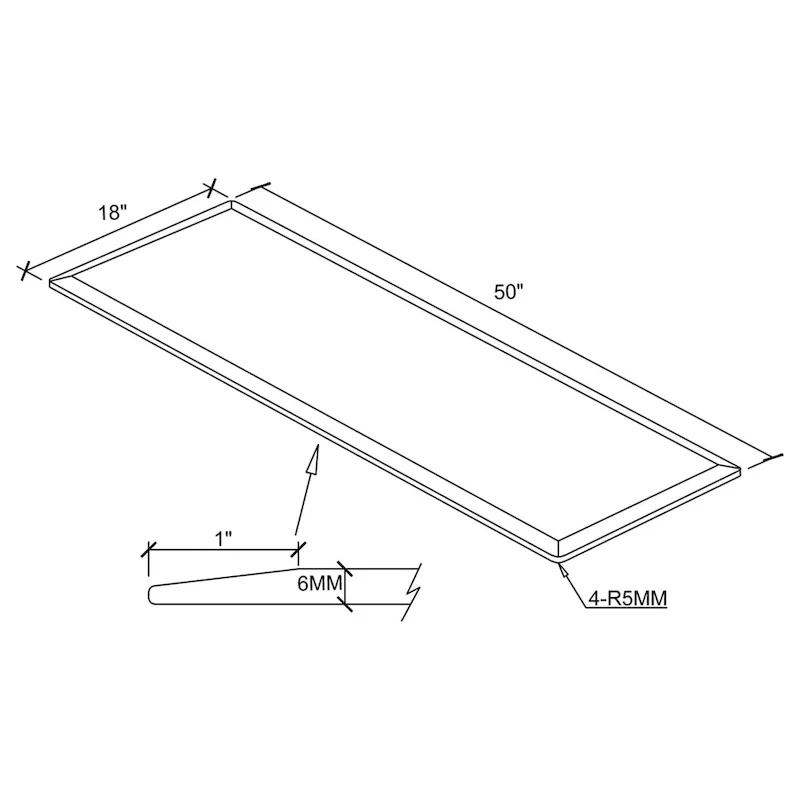 Rectangular Casual Clear Tempered Glass Top