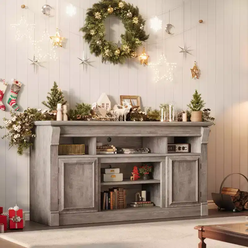 Farmhouse TV Stand – Entertainment Center for TVs up to 65