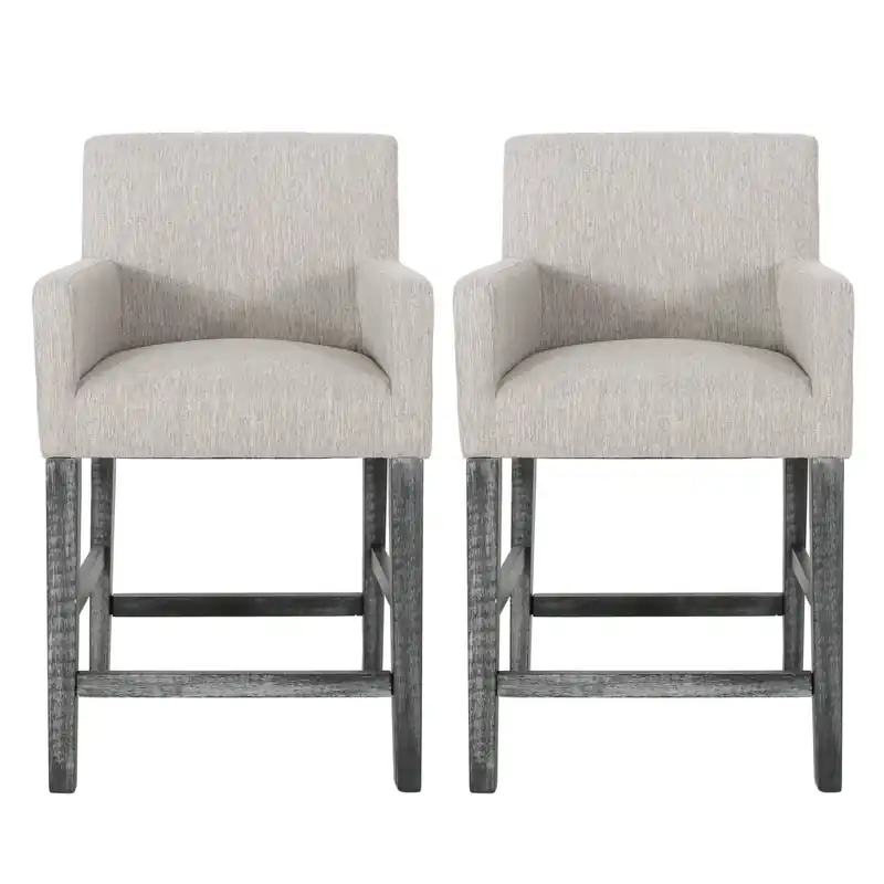 Griffith 26 Seat Height Counter Stools With Upholstered Fabric And Solid Wood Legs