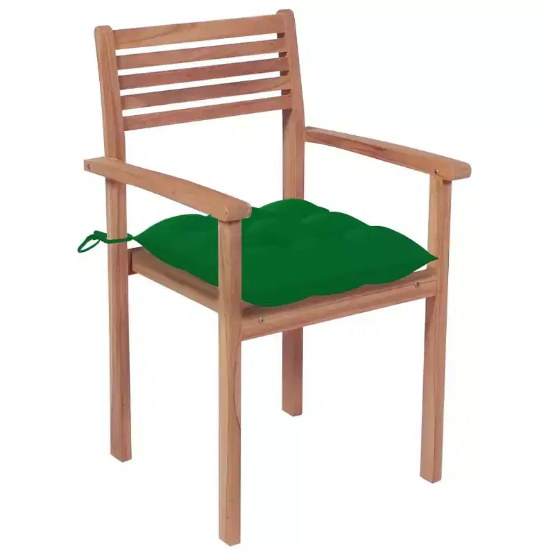 vidaXL Patio Chair Set of 2 Teak Solid Teak Wood Standard Stackable
