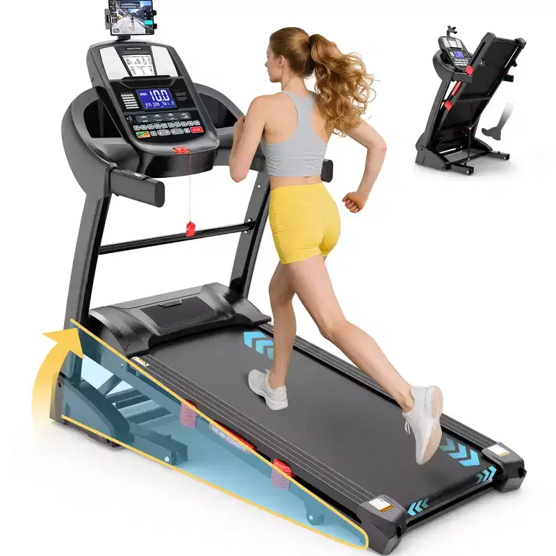 400 lbs Capacity Treadmill for Home with 20% Incline, 5.0 HP Folding Treadmill for Exercising, 0.612 MPH, APP Control, Shock Absorption,Knee Support