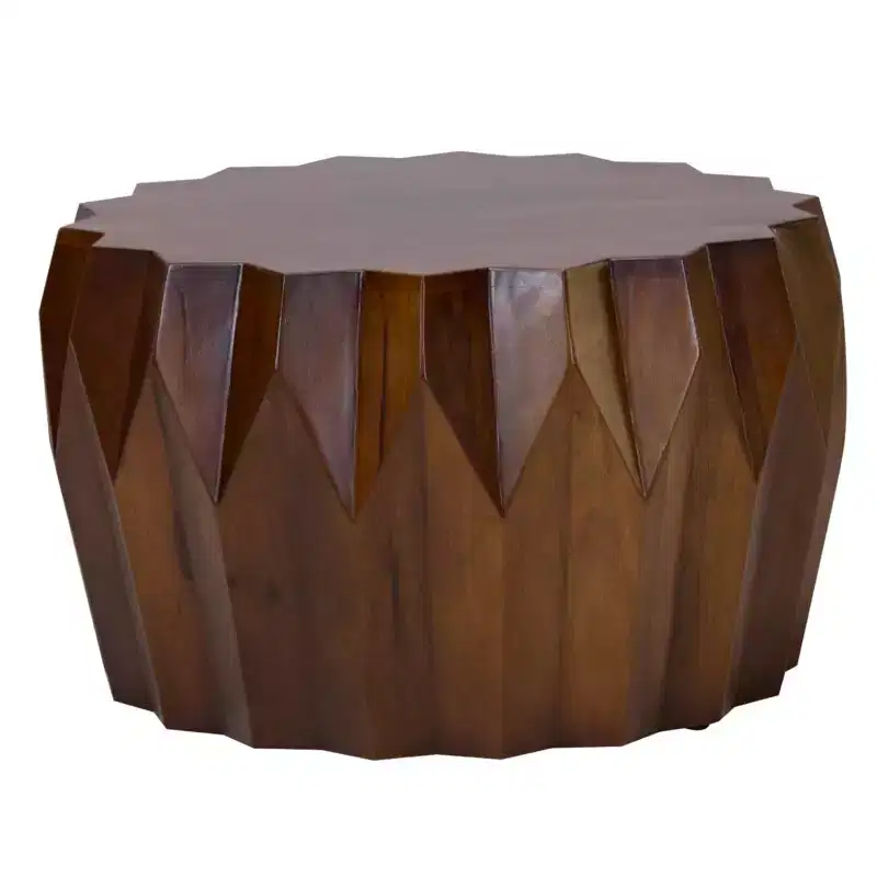 29 Brown Solid Wood Octagon Coffee Table