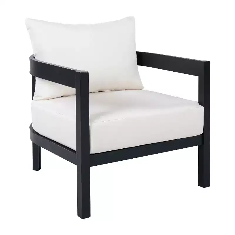 Christopher Knight Home Daniela Modern Aluminium Patio Accent Chairs with Cushion and Curved Backrest (Set of 2)