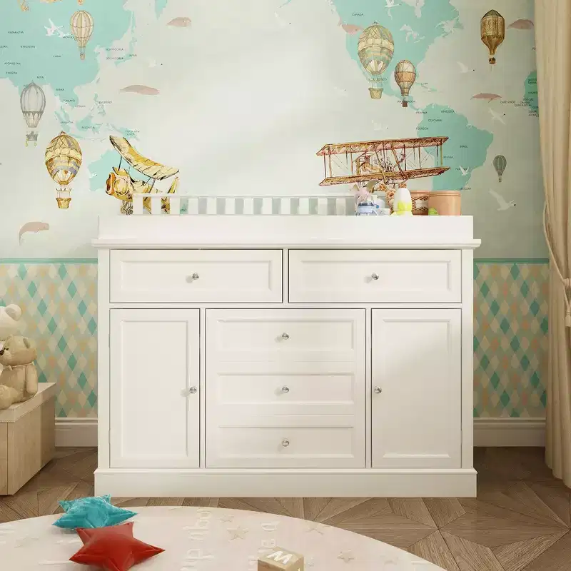 Famapy Baby Changing Table Chest of Drawers Edge Protection Top Upholstery