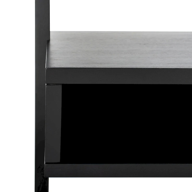 Industrial Farmhouse Leaning Desk with 2 Open Shelves, Mahogany Finish & Charcoal Metal Frame