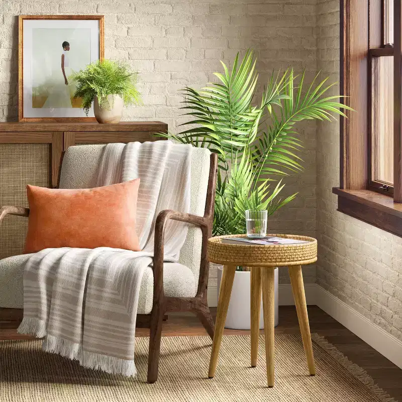Round Natural Woven Accent Table - Threshold