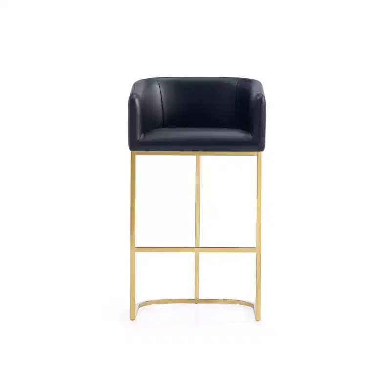 Manhattan Comfort Louvre Barstool Black/Titanium Gold
