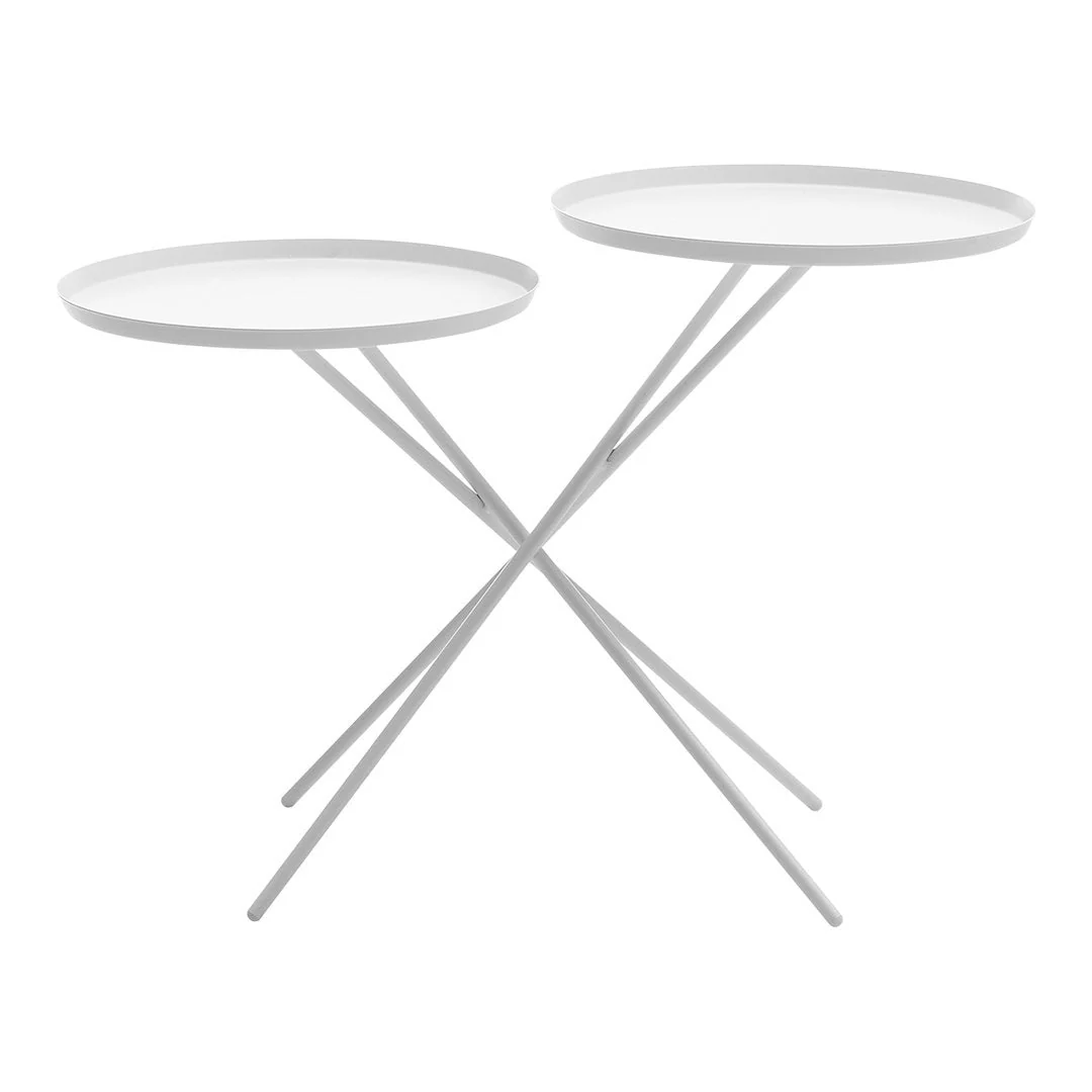 Scandinavian Metal Sofa Side Table with Water Lily-Inspired Balancing Frame for Living Room