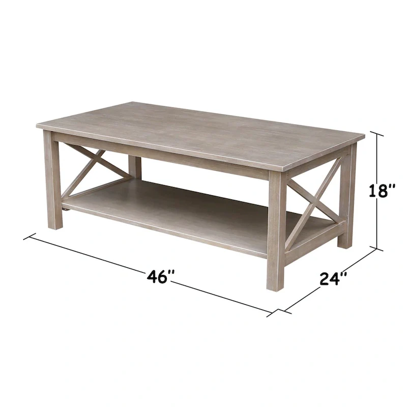 Solid Hardwood Coffee Table with Lower Shelf
