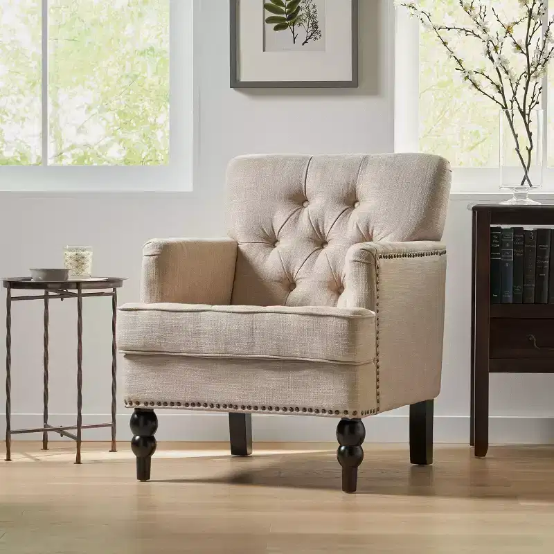 GDFStudio Aurelia Contemporary Tufted Club Chair with Nailhead Trim