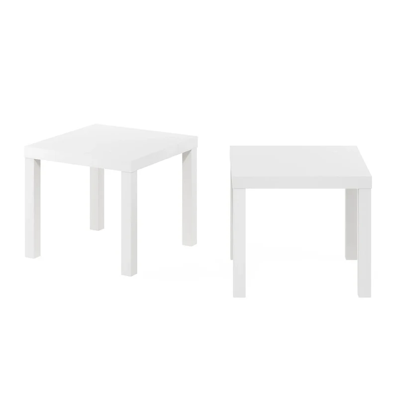 Furinno Classic Homey Square Side Table, Set of 2, Black