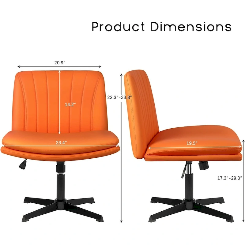 BOSSIN Criss Cross Chair Armless Office Desk Chair No Wheels,PU Leather Padded Modern Swivel Vanity Chair office chair