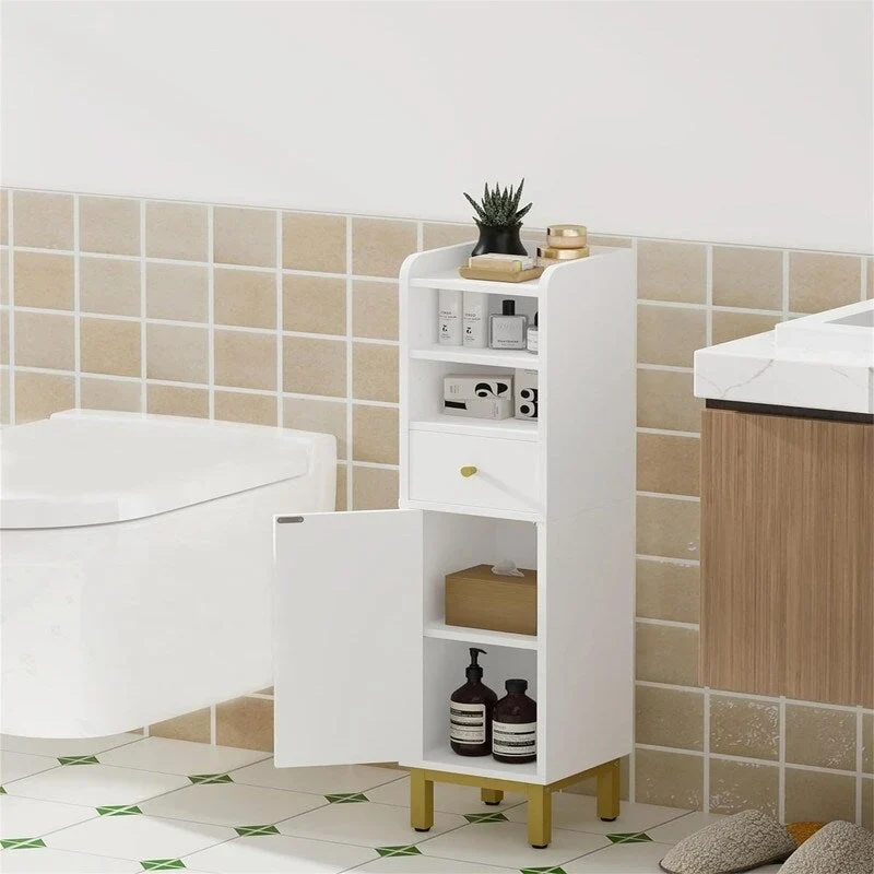 Corner Floor Cabinet with Drawers and Doors