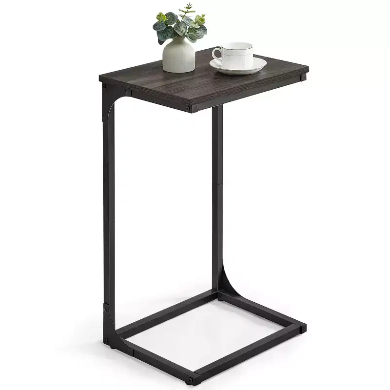 C-Shaped End Table Side Table Couch Table Small TV Tray Table for Living Room Bedroom