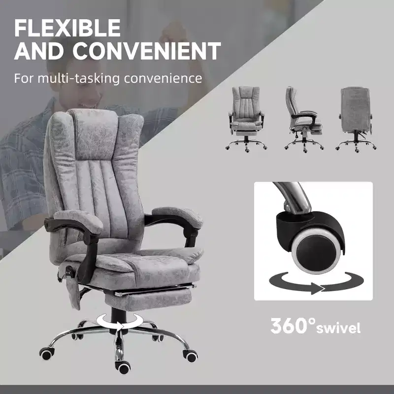 Massage Office Chair with 6 Points and Heat, Reclining Computer Chair with Adjustable Height and Footrest