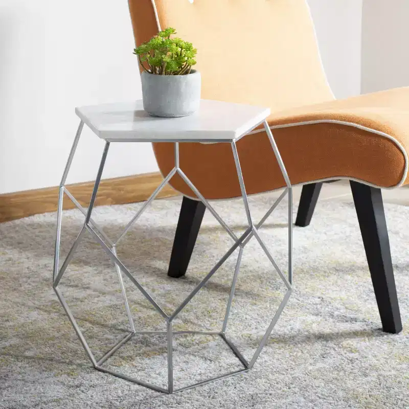 Abella Pentagon Accent Table - FOX4515 - Silver - Safavieh Couture