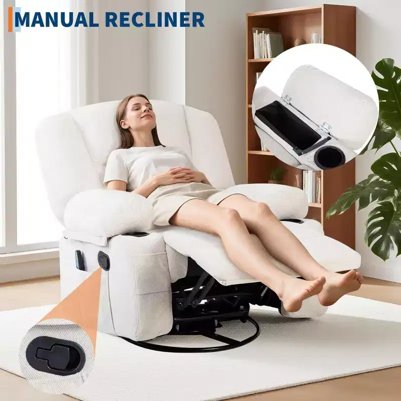 Rocking Recliner Chairs,Massage Recliner Chair with Vibration Massage and Heat,360 Swivel Rocking Recliner Chair with Side Pockets Cup Holdersr