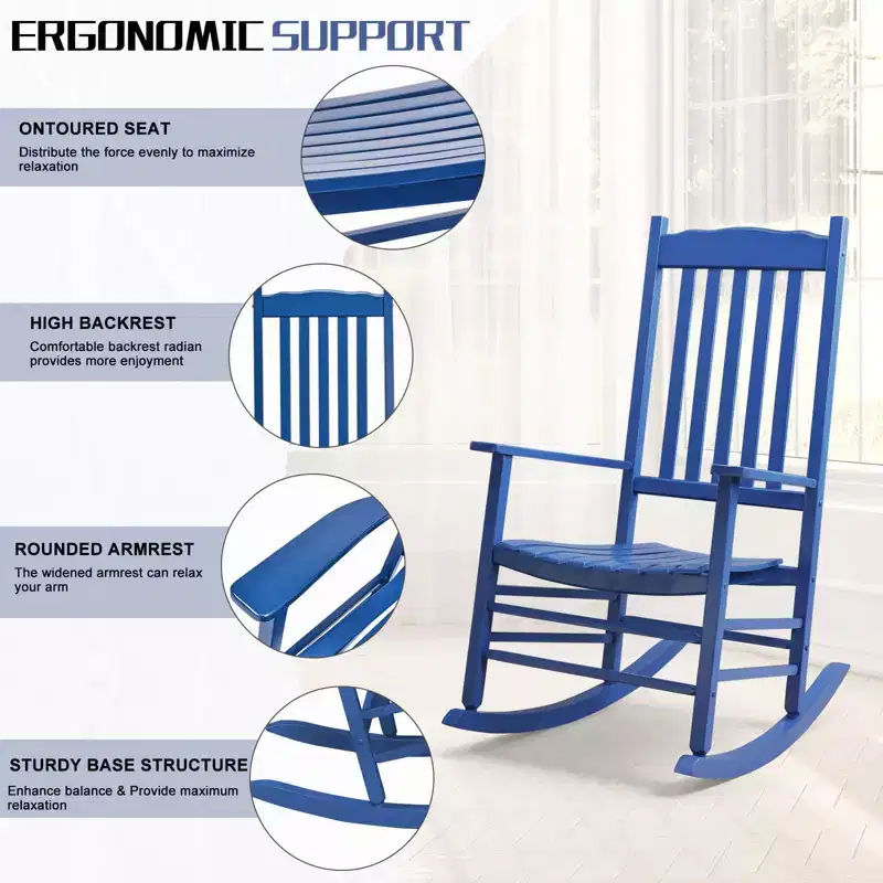 Karl Home | Classic Solid Wood Patio Rocking Chair (Set of 2)