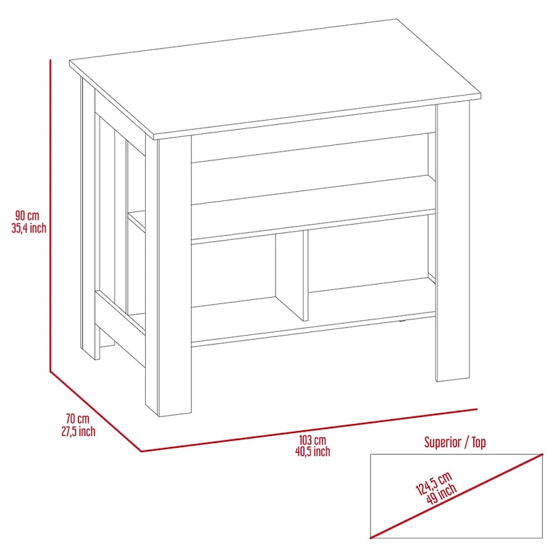 Rockaway 3-Shelf Kitchen Island Dark Brown and Onix