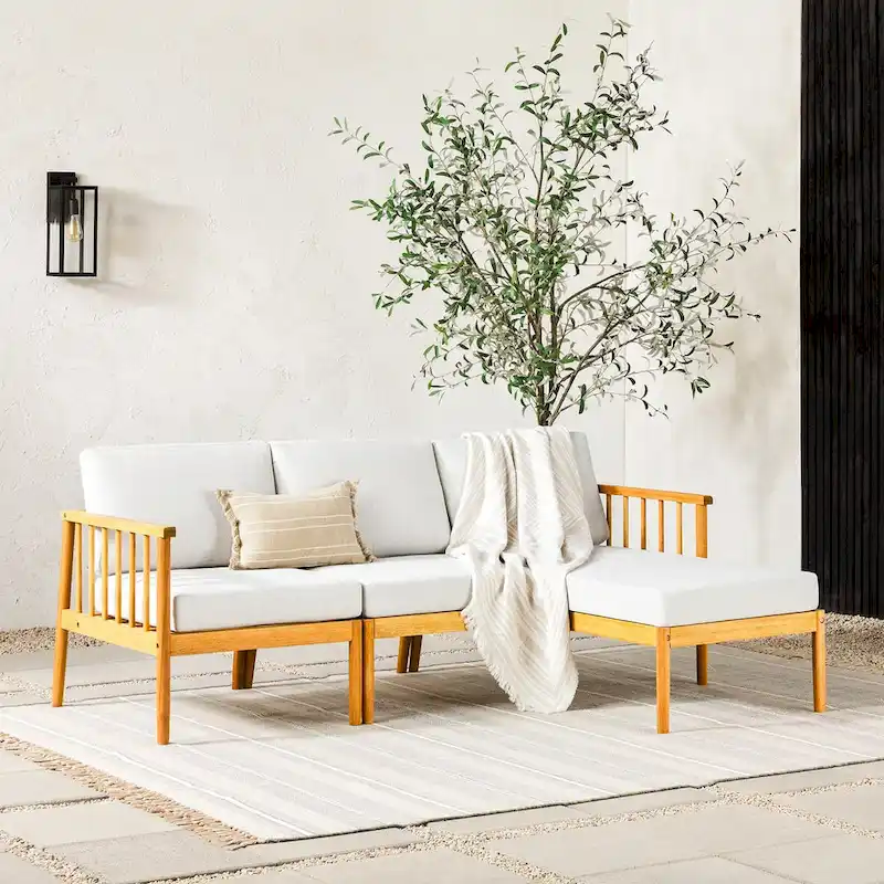 Middlebrook Solid Wood Spindle Sofa-Chaise