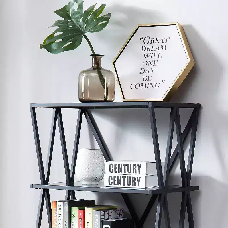 57.5 Werrin 5 Shelves Metal Display Bookshelf Black - miBasics