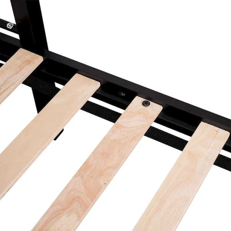 Twin over Full Bunk Bed with Shelves, Grid Panel and Separated Bottom Bed