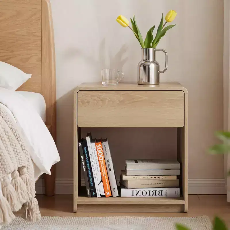 Modern Nightstand Set of 2, Bedside Tables with Drawers and Open Storage Shelf for Bedroom and Living Room-Panipeachy