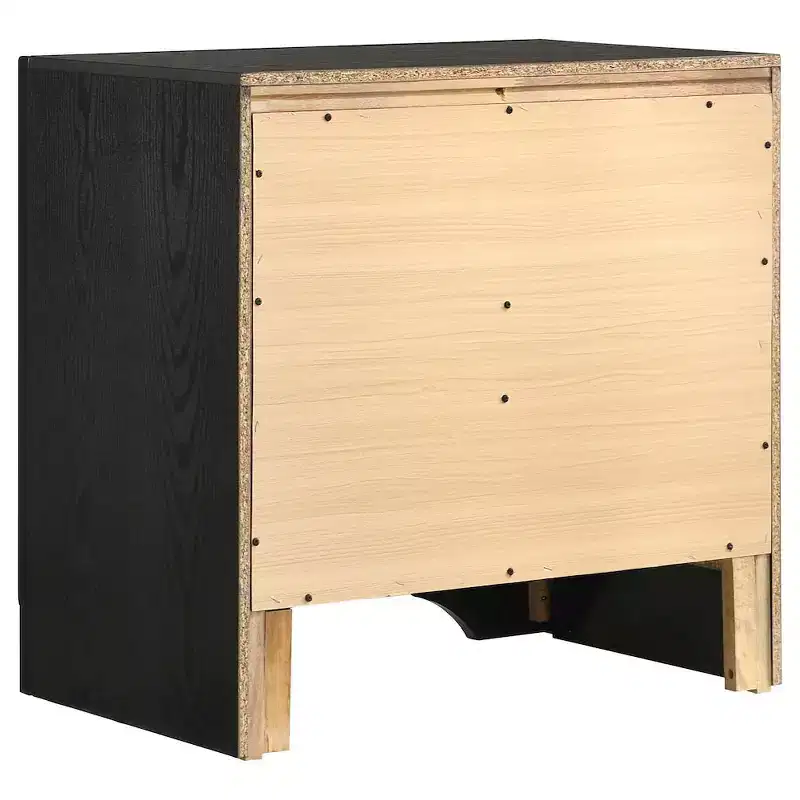 Black / White 2-Drawer Nightstand with Rhinestone Pulls, for 1
