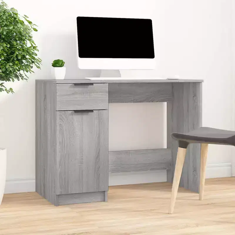 Grey Sonoma Engineered Wood Desk with Storage Drawer, 39.4