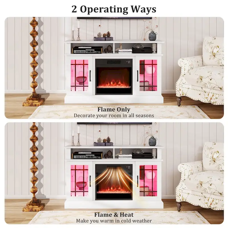 Costway TV Stand with Electric Fireplace LED Lights Remote Controls - See Details