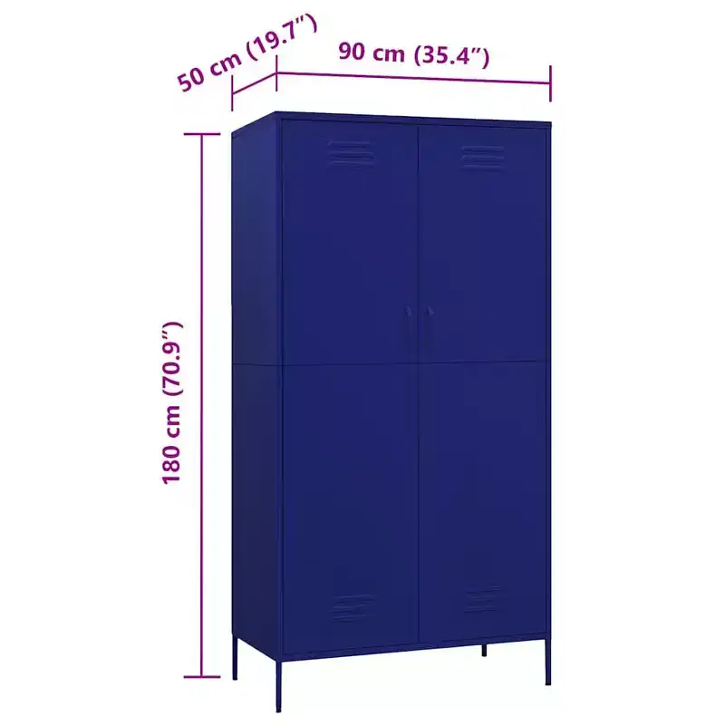 vidaXL Wardrobe Navy Blue 35.4x19.7x70.9 Steel