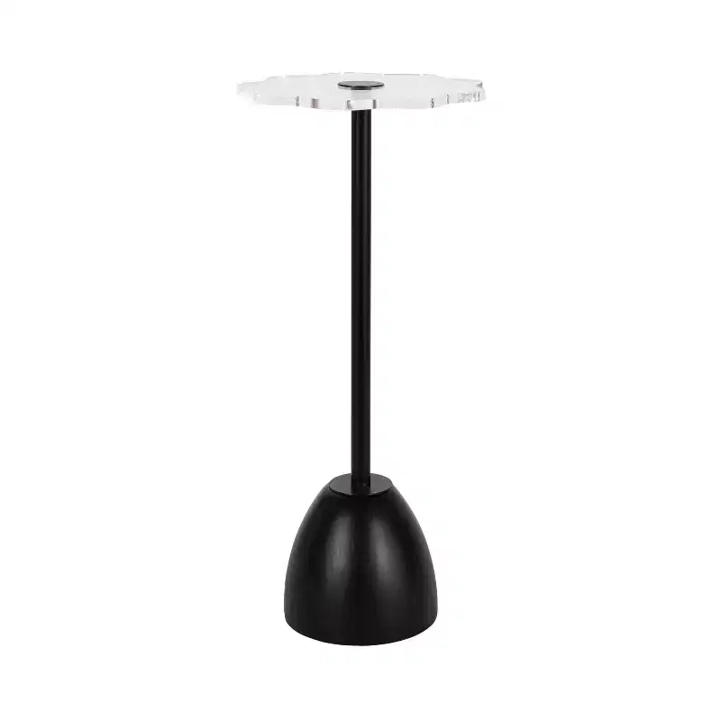 Kate and Laurel Acari Scalloped Drink Table, 10x22, Black