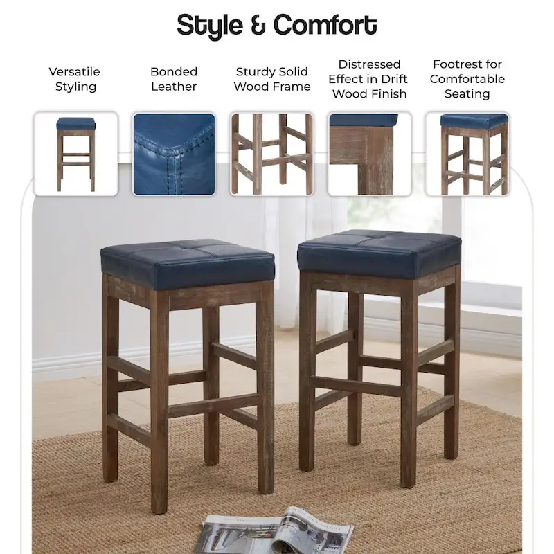 Bonded Leather Backless Counter Stool - 27
