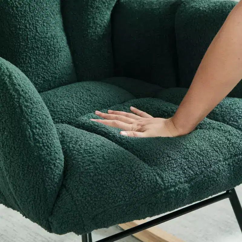 High-Back Rocking Chair – Green / Ivory / Pink, Single Seat, Upholstered
