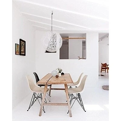 Modern Plastic Accent Designer Side Dining Matte Chair With Dark Black Wire Chrome Legs Base