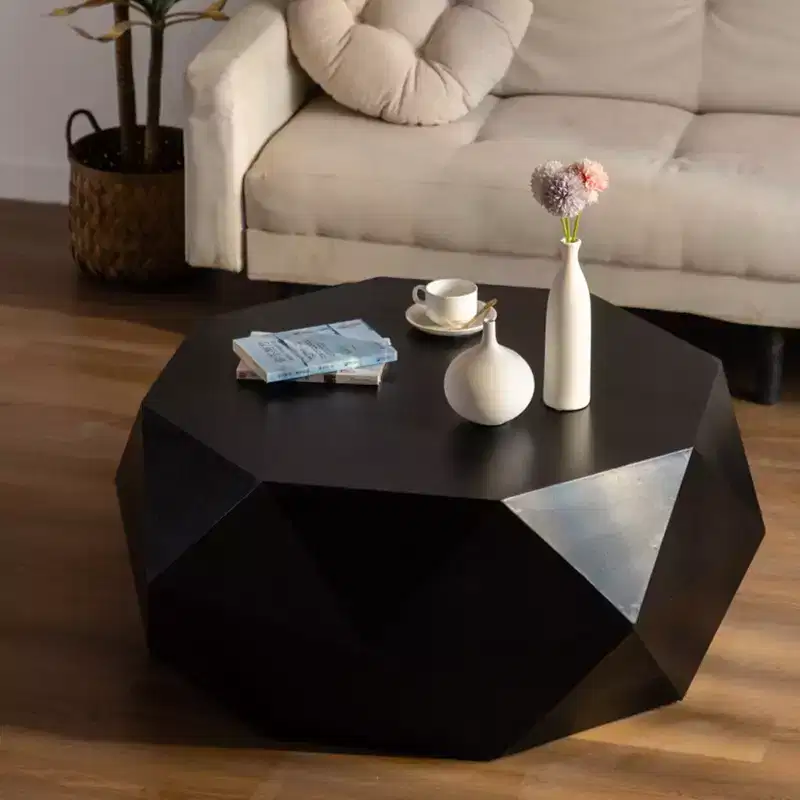 EHMKNP Wood Diamond-Shaped Coffee Table - Modern Center Table with Spacious Tabletop, No Assembly Required