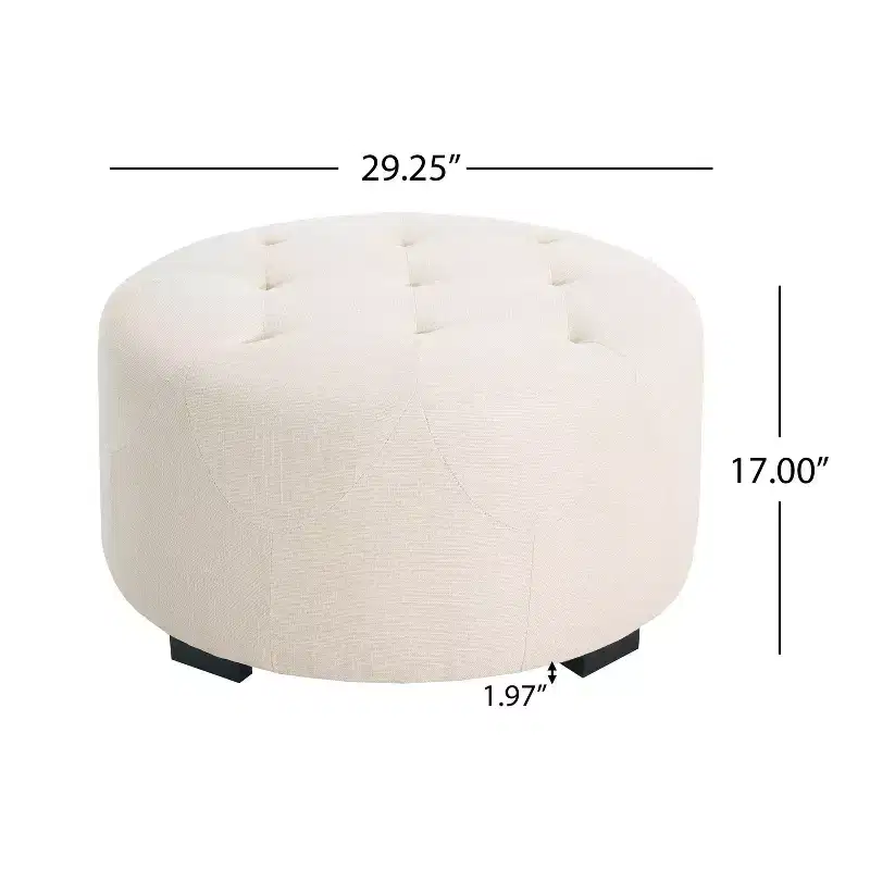 Christopher Knight Home Furina Modern Upholstered Button Tufted Round Ottoman