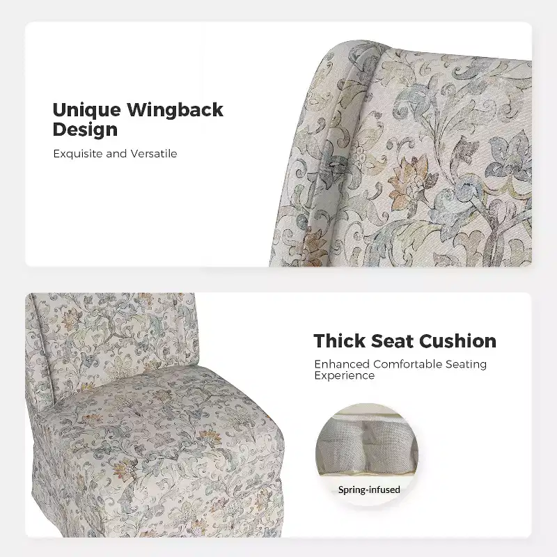 Fabrizius Transitional Upholstered Slipper Chair with Washable Slipcover and Solid Wood Legs | HULALA HOME