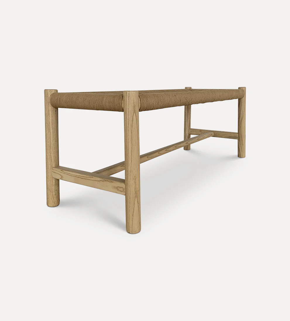 Bench ¨C Artisanal Woven Natural Fiber Bench, Versatile Seating for Dining Table or Accent Piece in Living Room, Entryway, Handcrafted Style, Dimensions Not Specified