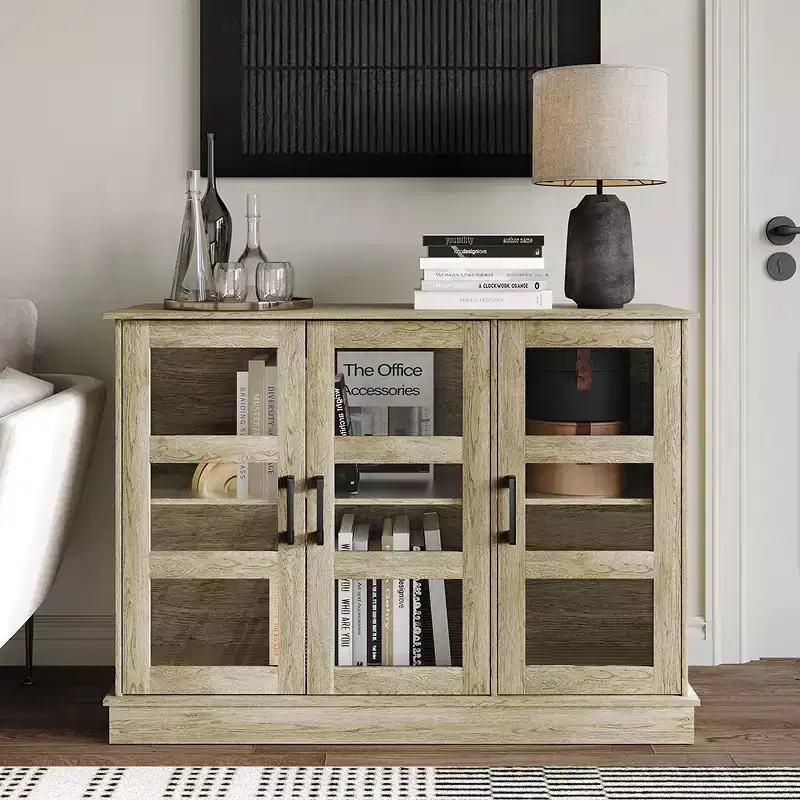 Modern Wood Sideboard Buffet Cabinet with Storage Doors for Dining Room