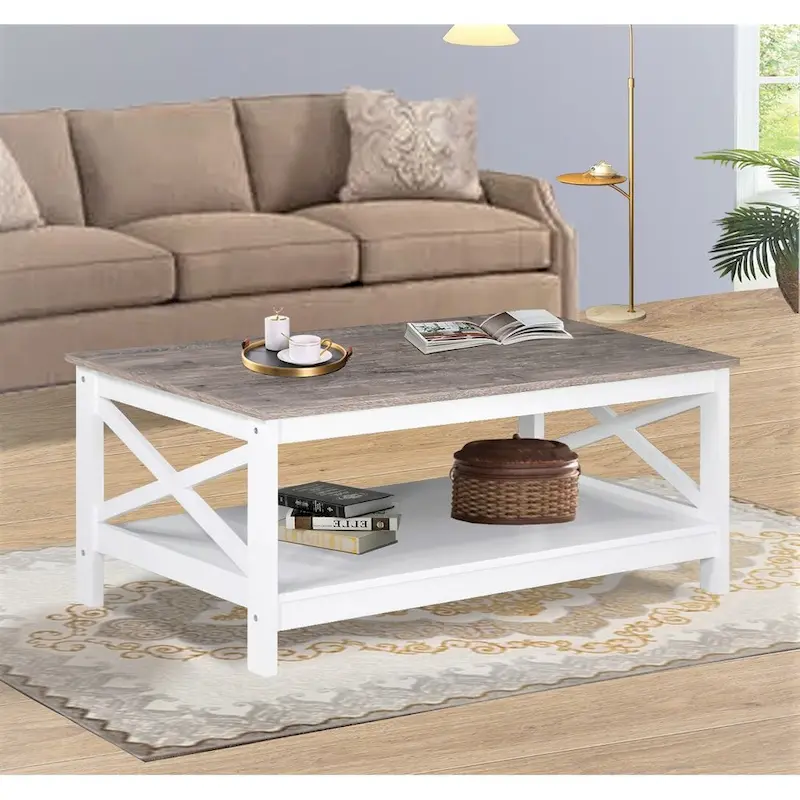 Modern Farmhouse Coffee Table | Solid Wood | Rustic Living Room Accent